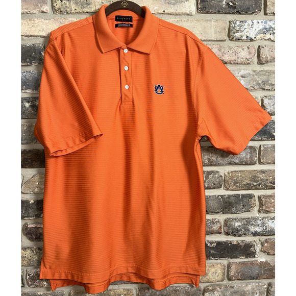 Auburn Tigers Men’s L Orange Divots Performance Polo Shirt Textured Stripe Logo - Picture 1 of 11